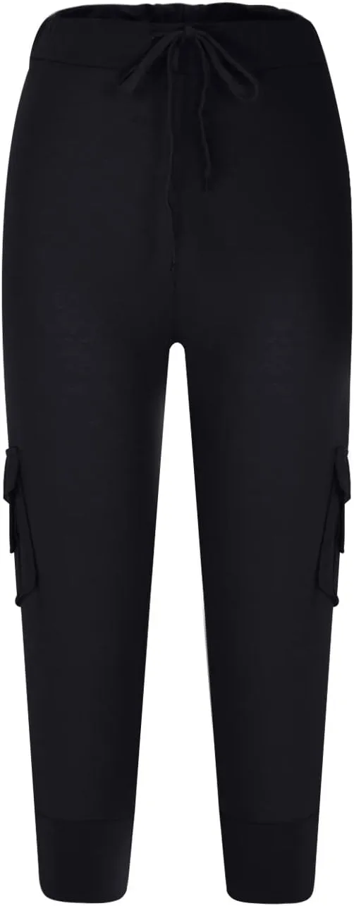 Cargo Pants Women Summer Casual Elastic Mid Rise Lightweight Capris Stretchy Tactical Tavel Hiking Jogger Pant