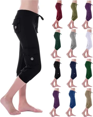 Cargo Pants Women Summer Casual Elastic Mid Rise Lightweight Capris Stretchy Tactical Tavel Hiking Jogger Pant