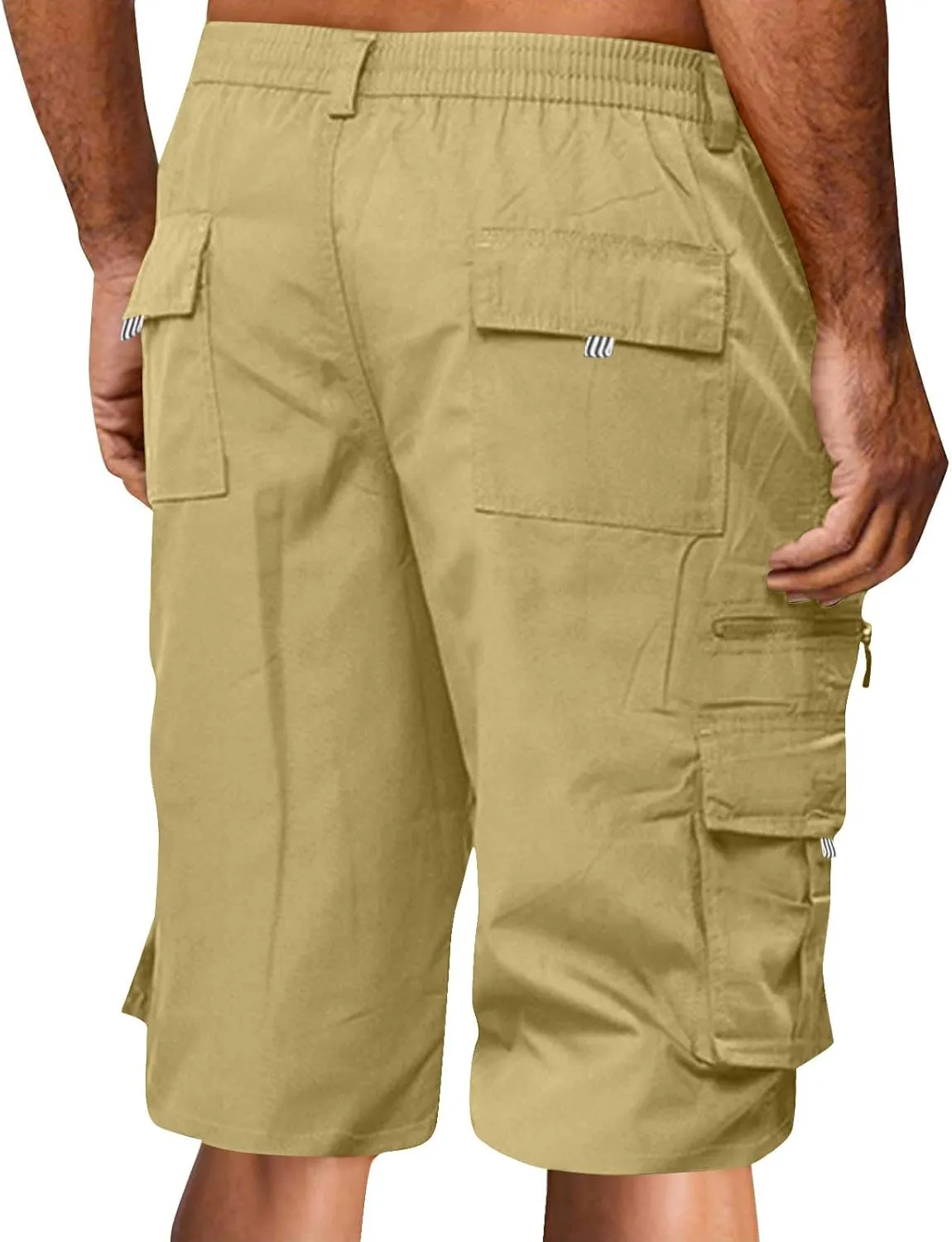 Cargo Shorts for Men Summer Lightweight Wide Leg Bermuda Shorts Button Baggy Outdoor Multi Pockets Work Hiking Pants