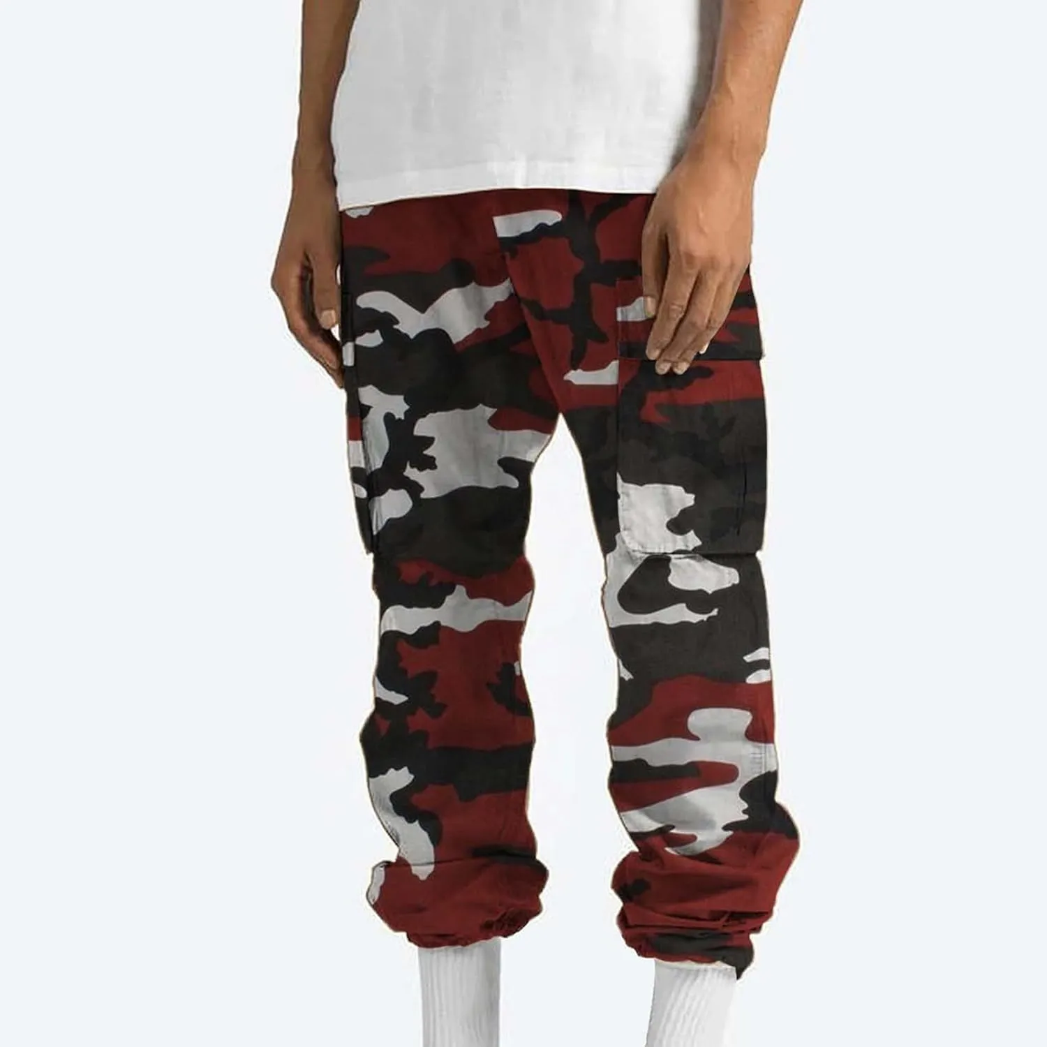 Cargo Trousers Pants for Man Summer Fall Loose Fit Camo Pleated Straight Leg Long Leg Trousers Pants Mens 2025
