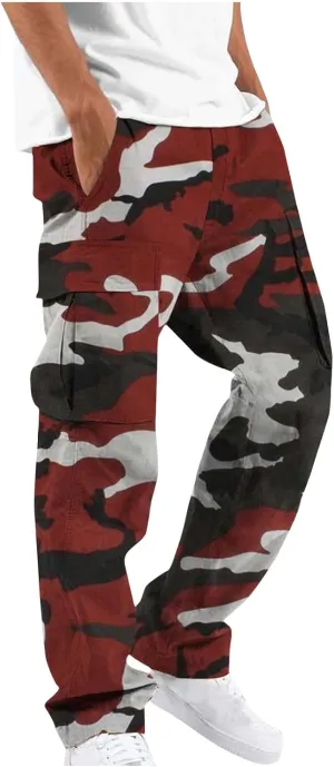 Cargo Trousers Pants for Man Summer Fall Loose Fit Camo Pleated Straight Leg Long Leg Trousers Pants Mens 2025
