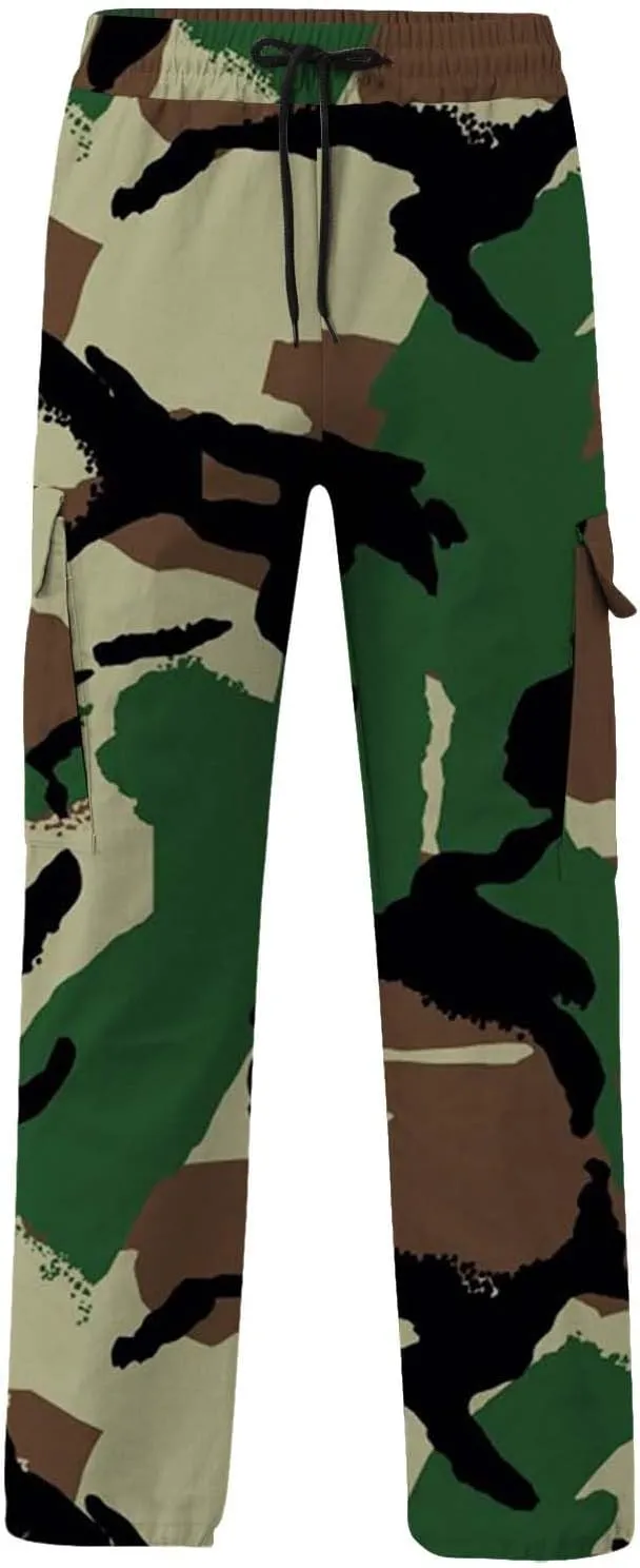 Cargo Trousers Pants for Man Summer Fall Loose Fit Camo Pleated Straight Leg Long Leg Trousers Pants Mens 2025