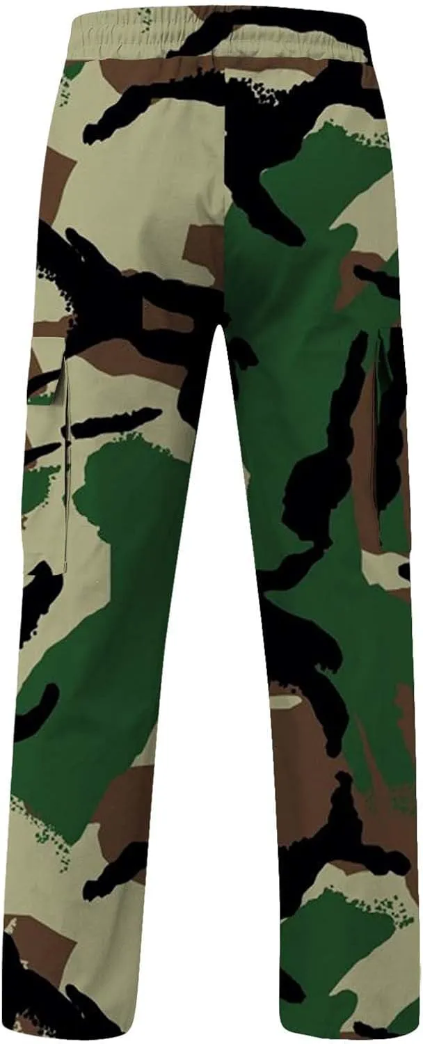Cargo Trousers Pants for Man Summer Fall Loose Fit Camo Pleated Straight Leg Long Leg Trousers Pants Mens 2025