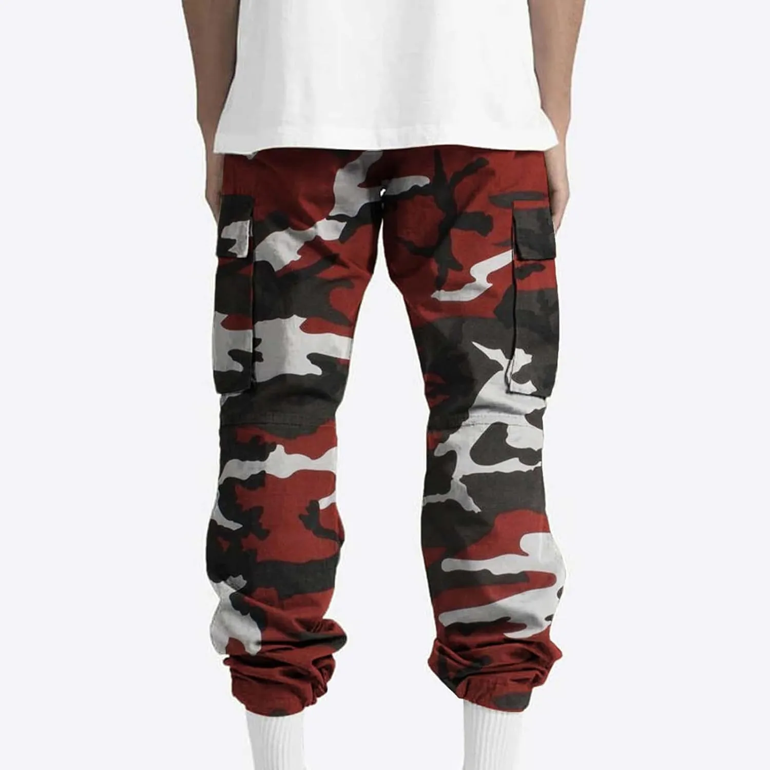 Cargo Trousers Pants for Man Summer Fall Loose Fit Camo Pleated Straight Leg Long Leg Trousers Pants Mens 2025