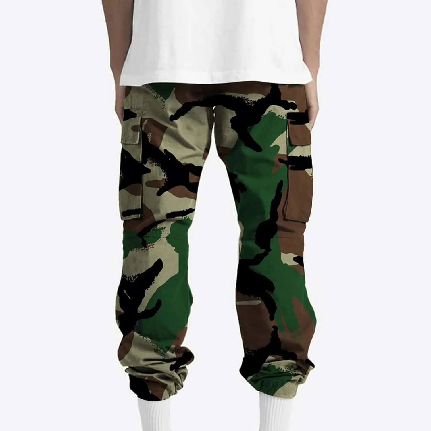 Cargo Trousers Pants for Man Summer Fall Loose Fit Camo Pleated Straight Leg Long Leg Trousers Pants Mens 2025