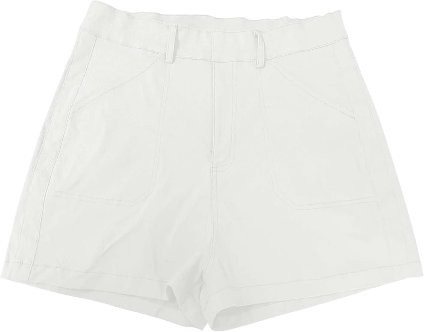 Casual Linen Shorts for Women High Waisted Pull On Elastic Waist Drawstring Summer Trendy Beach Shorts with Pockets