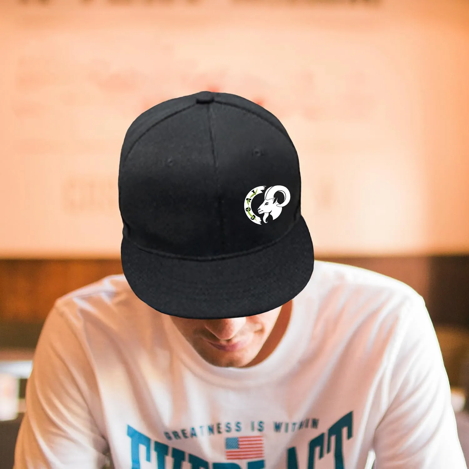 Chef Hat for Men Snapback Hats Funny Flat Bill Hat for Boy Women Adjustable Snap Pack Baseball Cap Black
