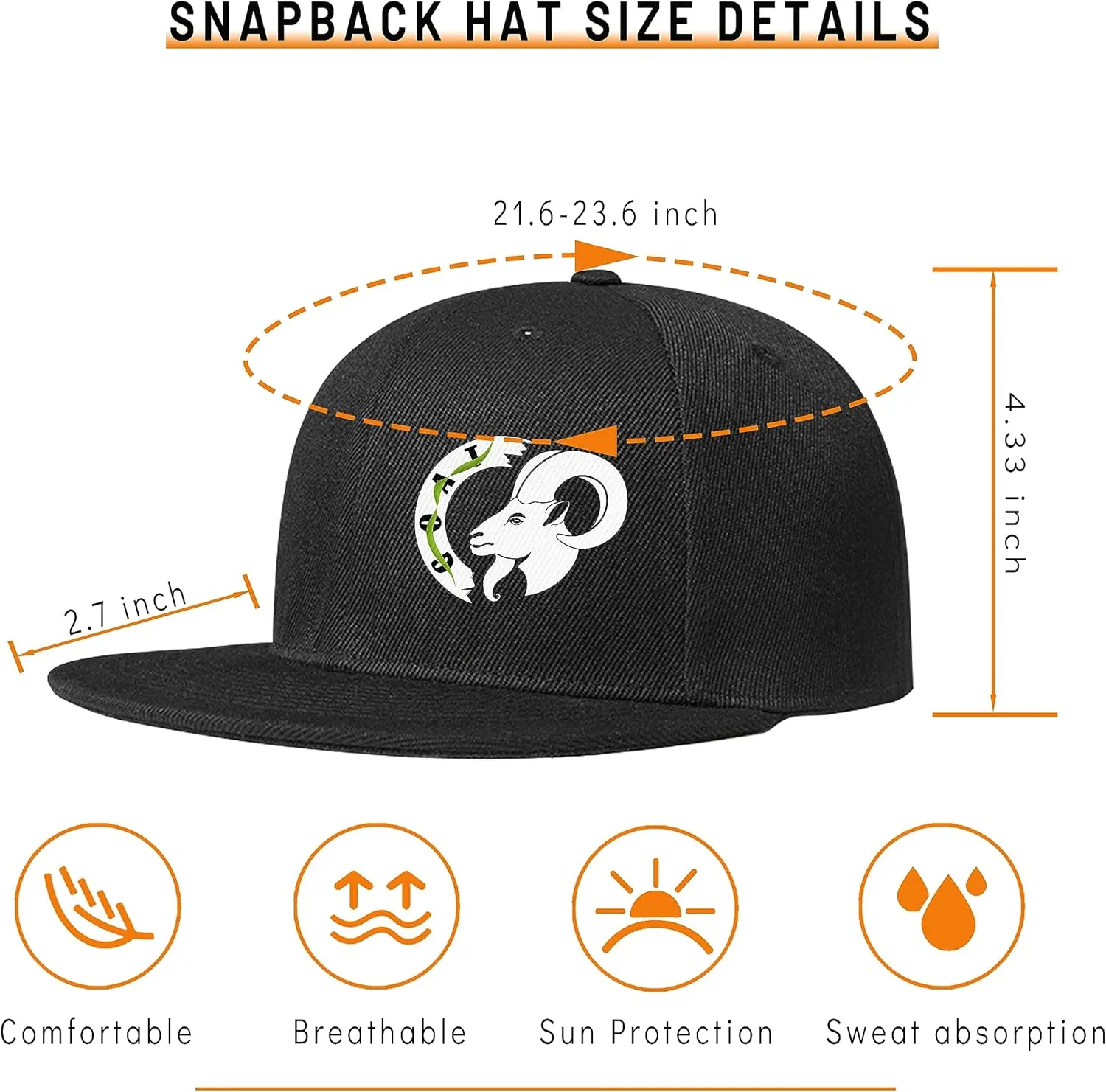 Chef Hat for Men Snapback Hats Funny Flat Bill Hat for Boy Women Adjustable Snap Pack Baseball Cap Black