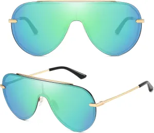 Chic Oversized Shield Sunglasses Womens Trendy, Designer Stylish UV Protection Sun Glasses Large Frame Shades