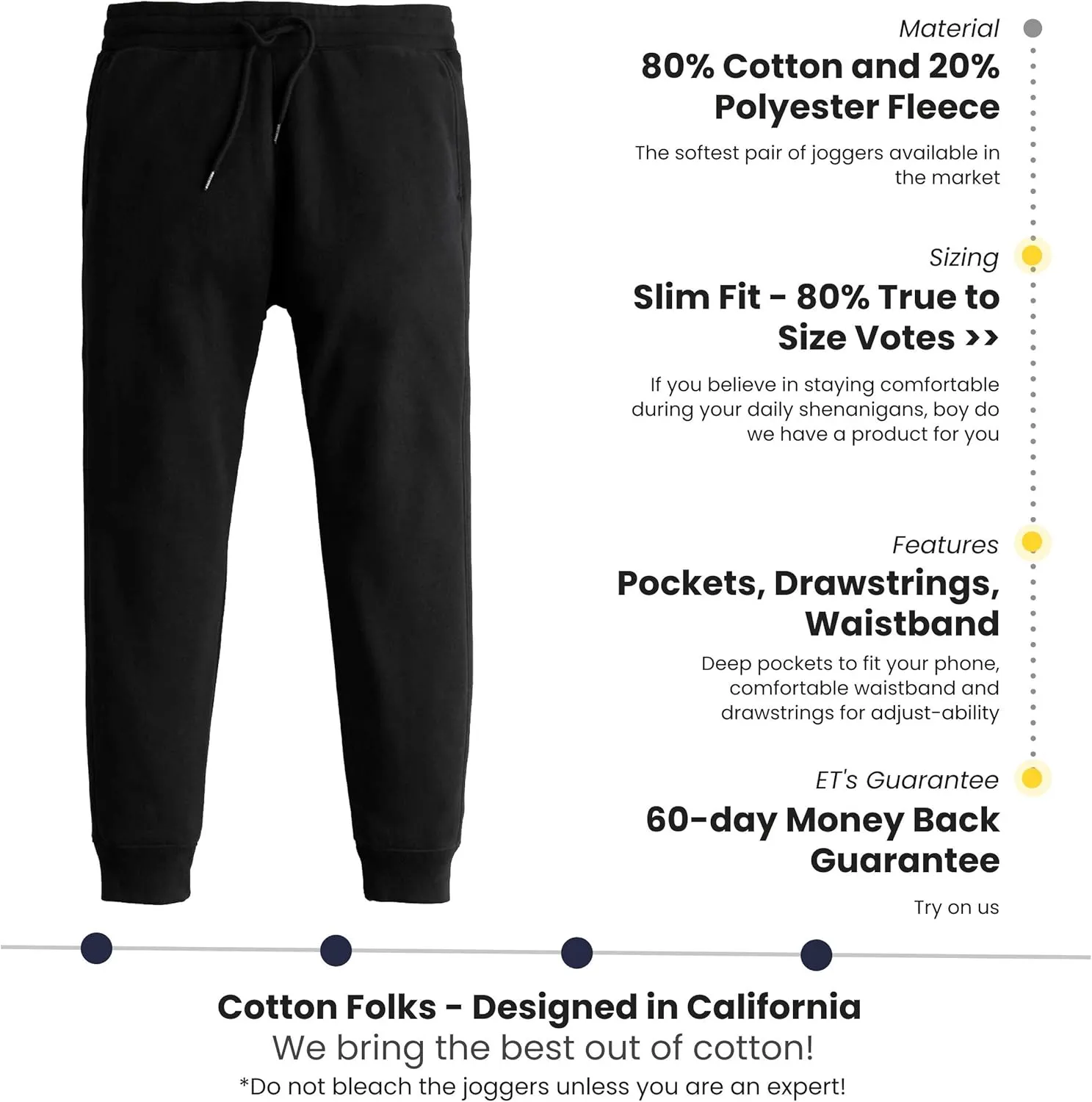 Cotton Folks | Mens Joggers Sweatpants | Slim Fit | Workout Gym Lounging | CF U Comfies - Designed in California