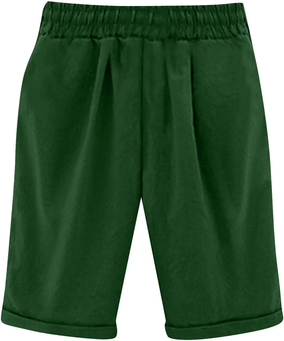 Cotton Linen Shorts for Women 2025 Summer Lounge Plus Size Long Shorts Elastic Waist Drawstring Capris with Pocket