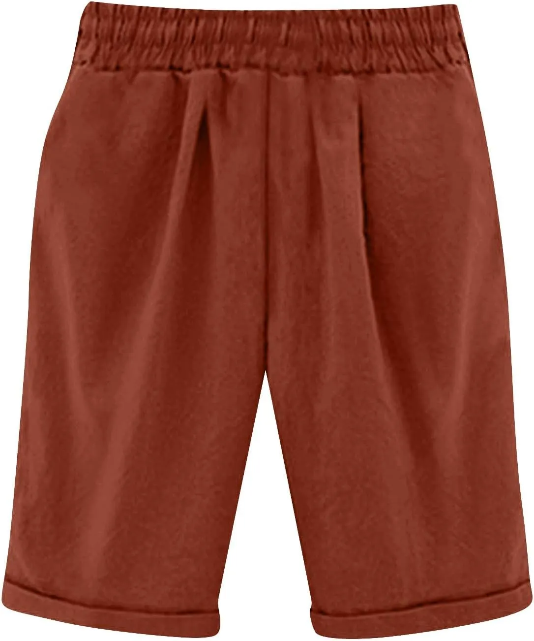 Cotton Linen Shorts for Women 2025 Summer Lounge Plus Size Long Shorts Elastic Waist Drawstring Capris with Pocket