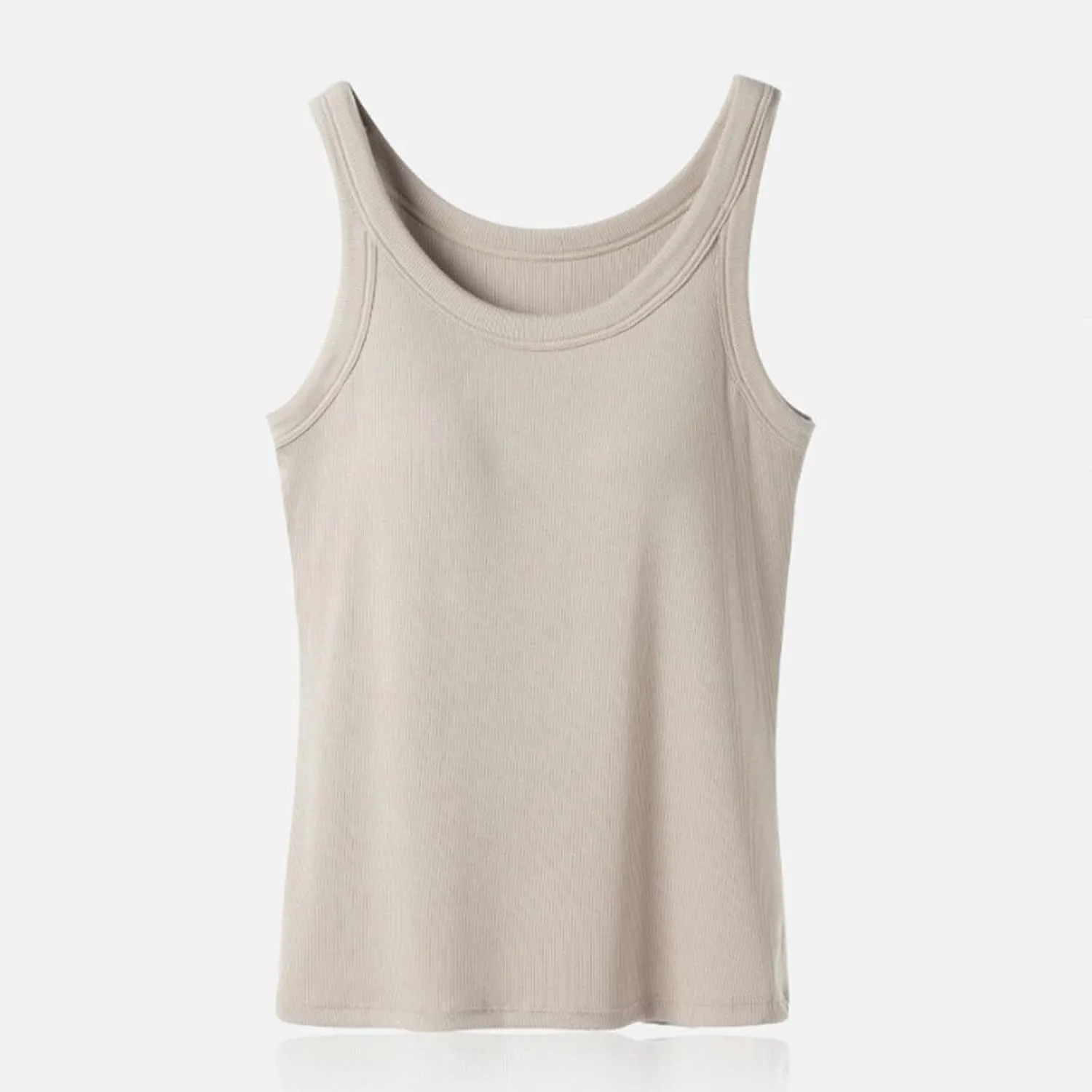 Cotton Shelf Bra Camisole Tops for Women Round Neck Comfy Vest Summer Running Layering Tank Top Summer Cami Shirt