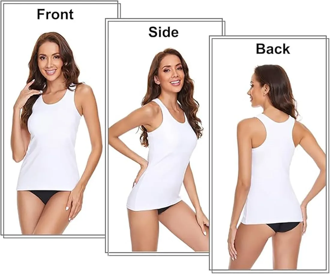 Cotton Tank Top for Women with Built in Bra Women’s Racerback Cami Winter Christmas Basic Undershirt Black Gray