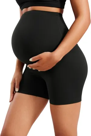 CRZ YOGA Womens Butterluxe Maternity Biker Shorts Over The Belly 4" - Pregnancy Yoga Workout Activewear