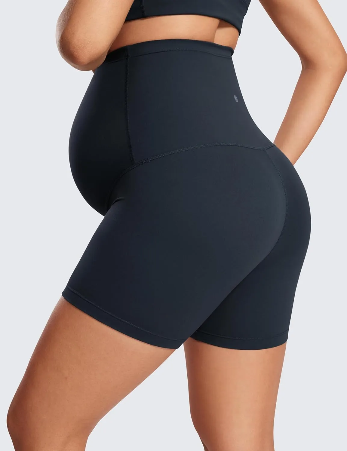 CRZ YOGA Womens Butterluxe Maternity Biker Shorts Over The Belly 4" - Pregnancy Yoga Workout Activewear