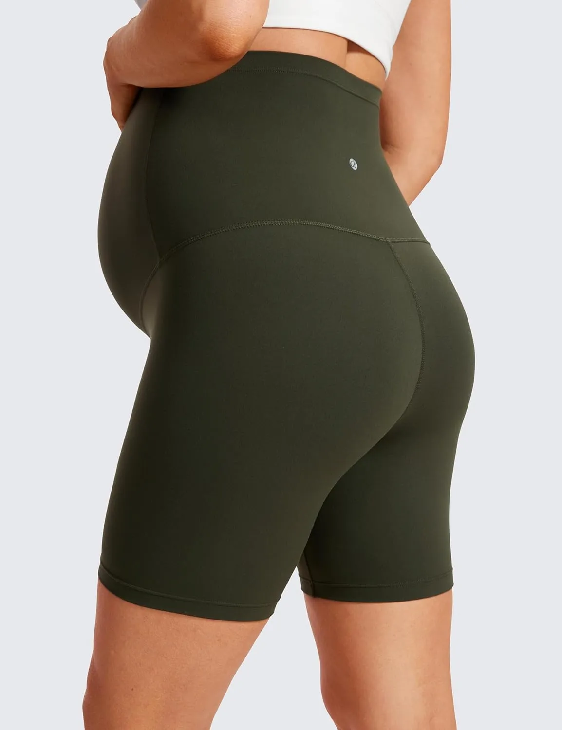 CRZ YOGA Womens Butterluxe Maternity Biker Shorts Over The Belly 6" - Pregnancy Yoga Workout Activewear