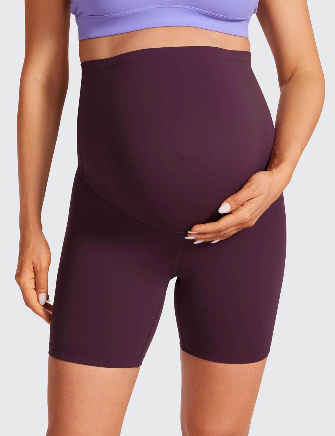 CRZ YOGA Womens Butterluxe Maternity Biker Shorts Over The Belly 6" - Pregnancy Yoga Workout Activewear