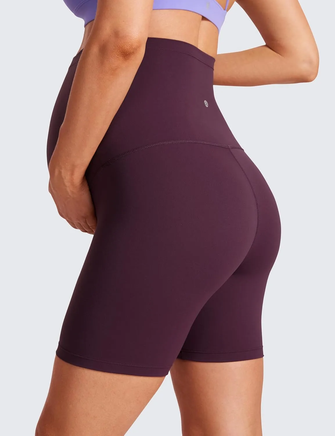 CRZ YOGA Womens Butterluxe Maternity Biker Shorts Over The Belly 6" - Pregnancy Yoga Workout Activewear