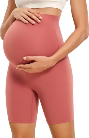 CRZ YOGA Womens Butterluxe Maternity Biker Shorts Over The Belly 6" - Pregnancy Yoga Workout Activewear