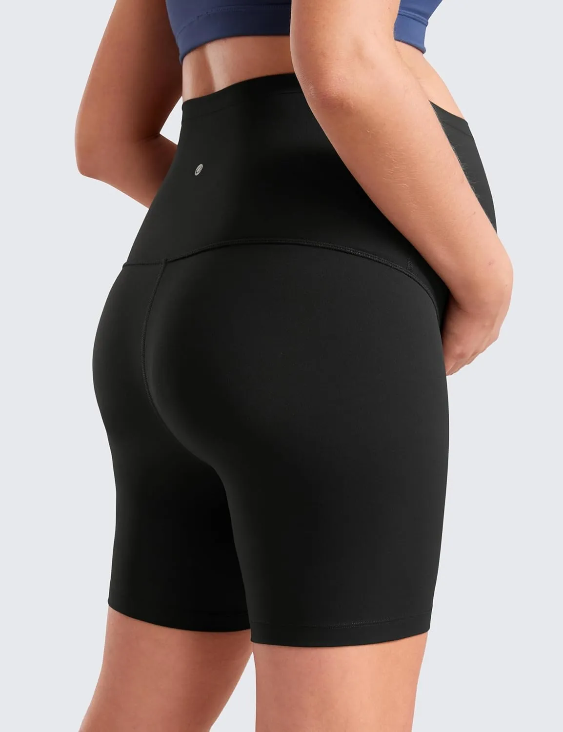 CRZ YOGA Womens Butterluxe Maternity Biker Shorts Over The Belly 6" - Pregnancy Yoga Workout Activewear