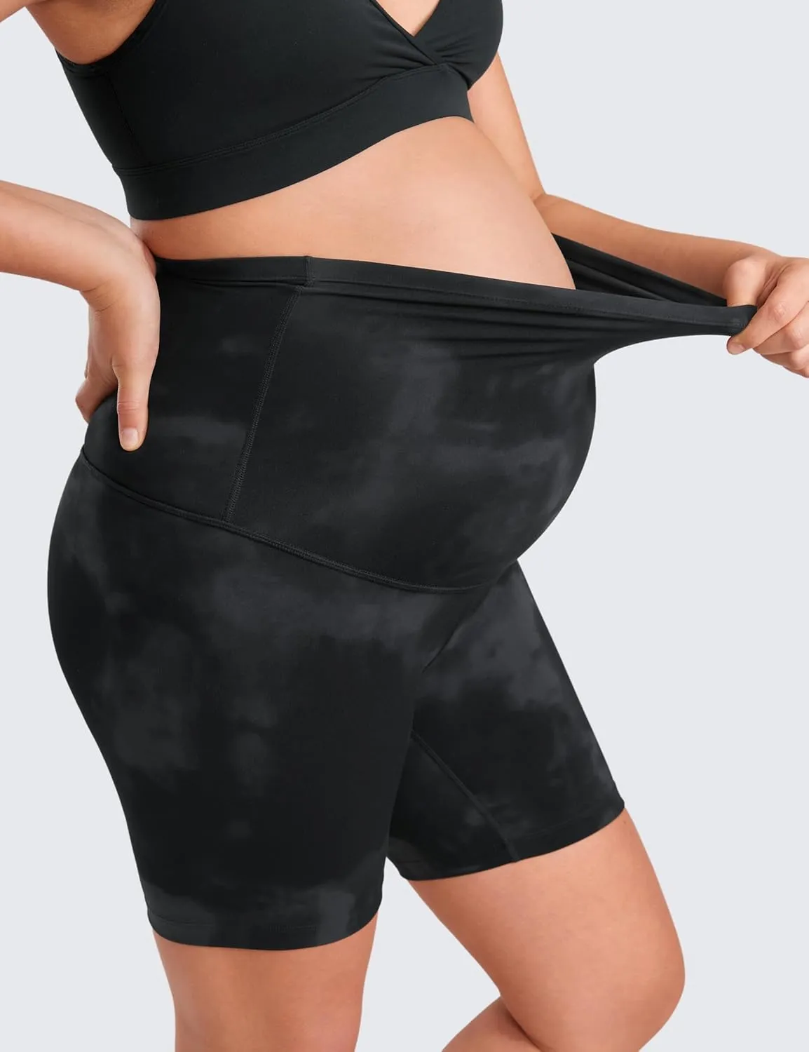 CRZ YOGA Womens Butterluxe Maternity Biker Shorts Over The Belly 6" - Pregnancy Yoga Workout Activewear