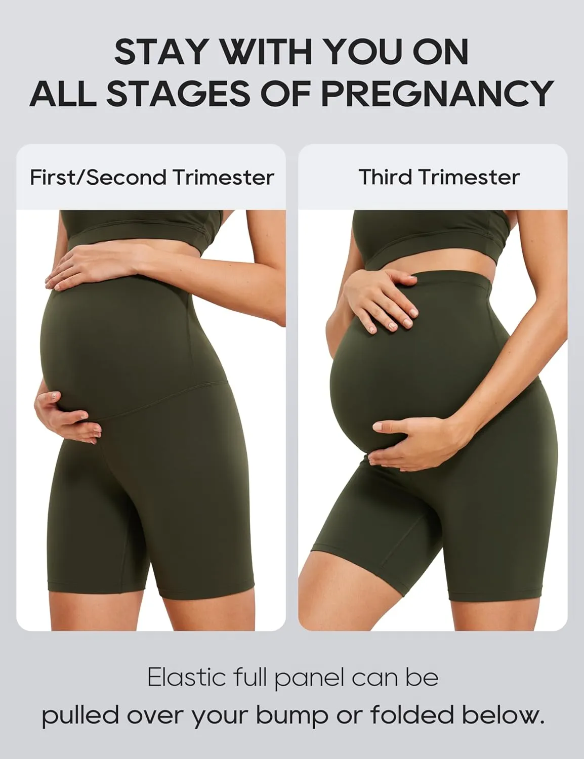 CRZ YOGA Womens Butterluxe Maternity Biker Shorts Over The Belly 6" - Pregnancy Yoga Workout Activewear