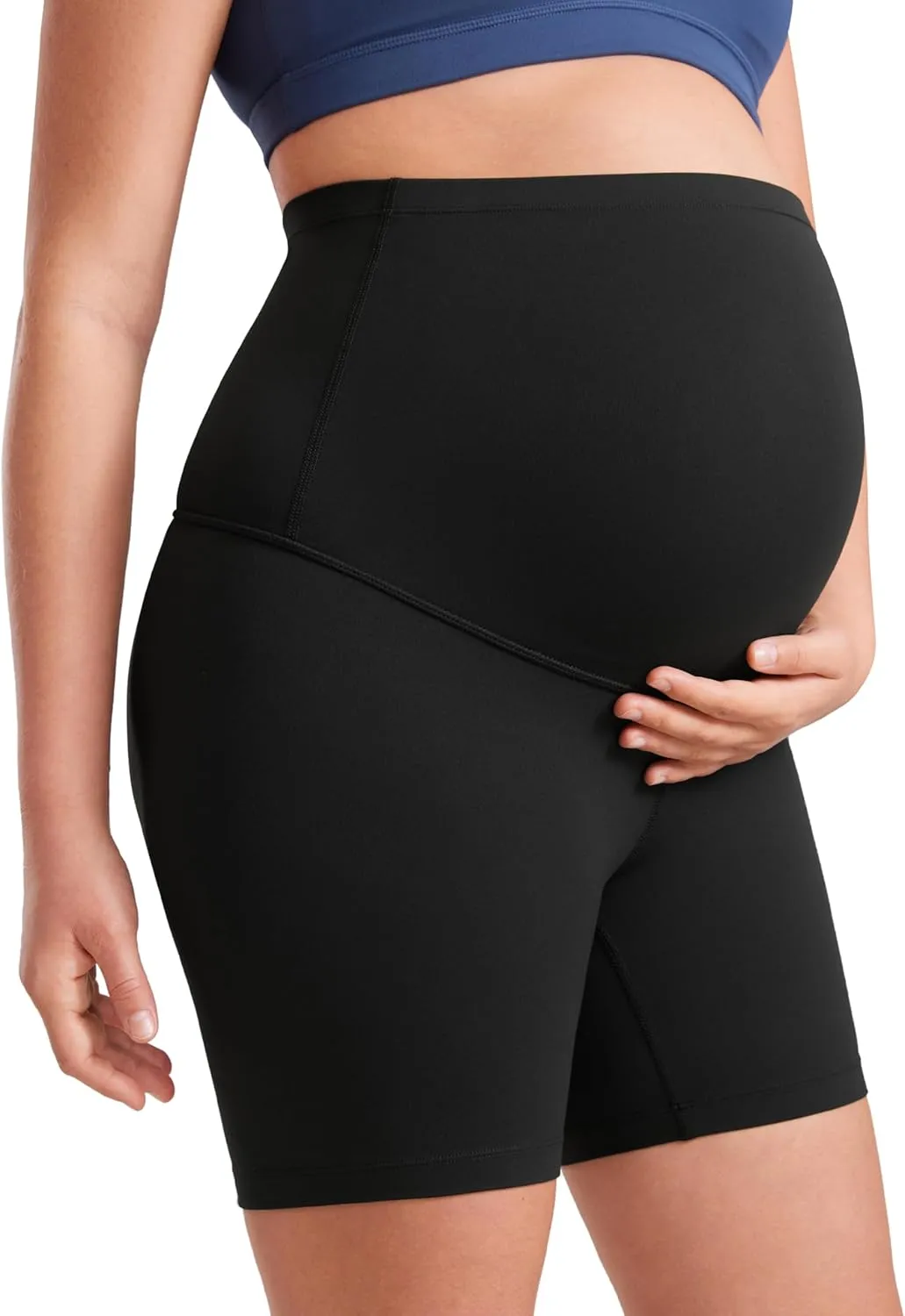 CRZ YOGA Womens Butterluxe Maternity Biker Shorts Over The Belly 6" - Pregnancy Yoga Workout Activewear