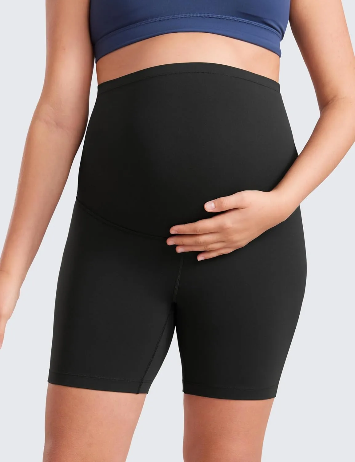 CRZ YOGA Womens Butterluxe Maternity Biker Shorts Over The Belly 6" - Pregnancy Yoga Workout Activewear
