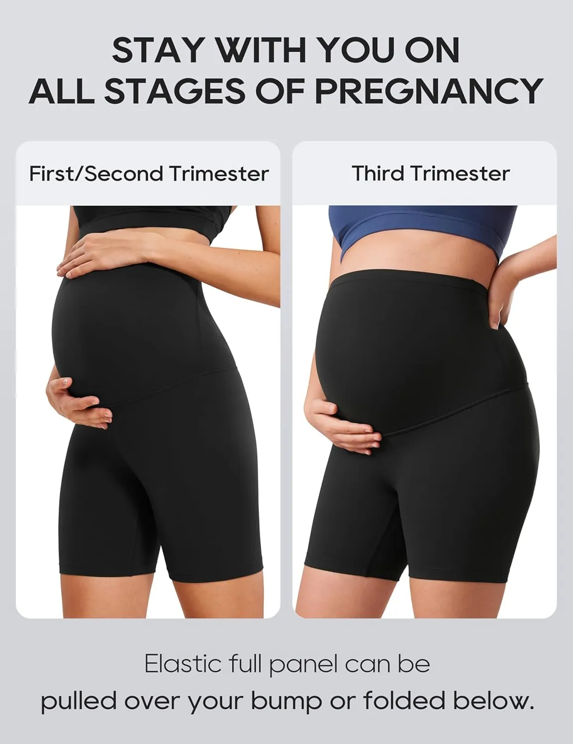 CRZ YOGA Womens Butterluxe Maternity Biker Shorts Over The Belly 6" - Pregnancy Yoga Workout Activewear