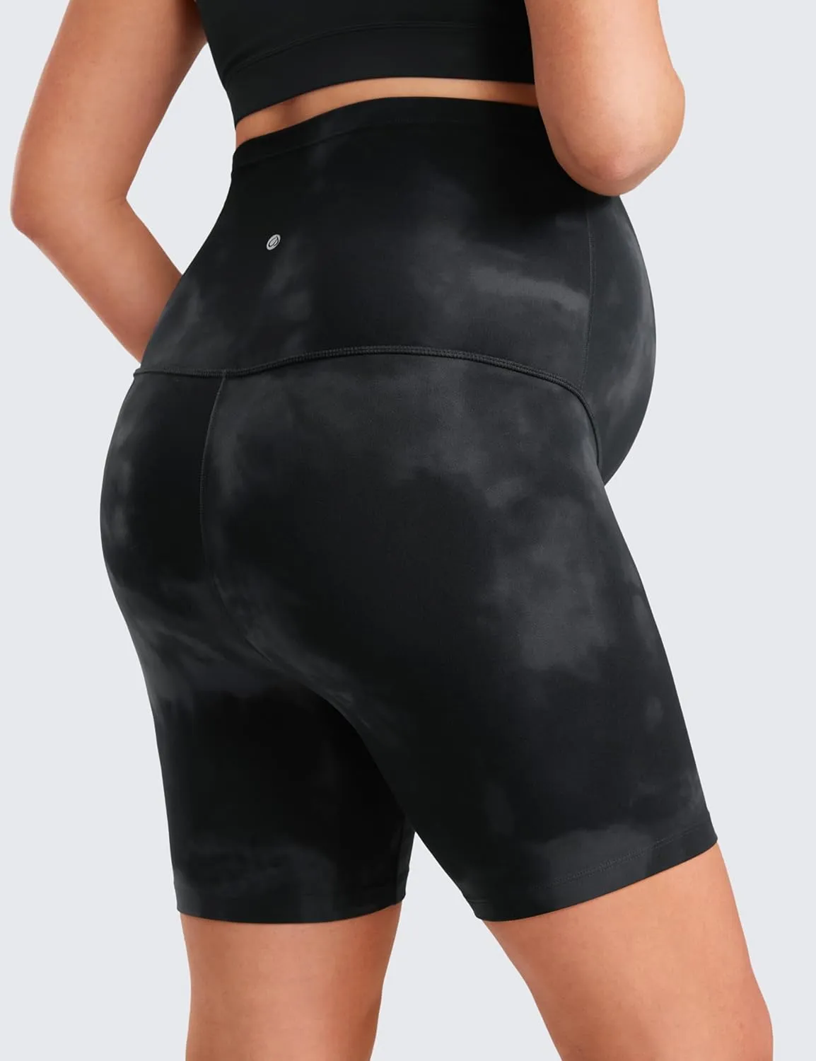 CRZ YOGA Womens Butterluxe Maternity Biker Shorts Over The Belly 6" - Pregnancy Yoga Workout Activewear
