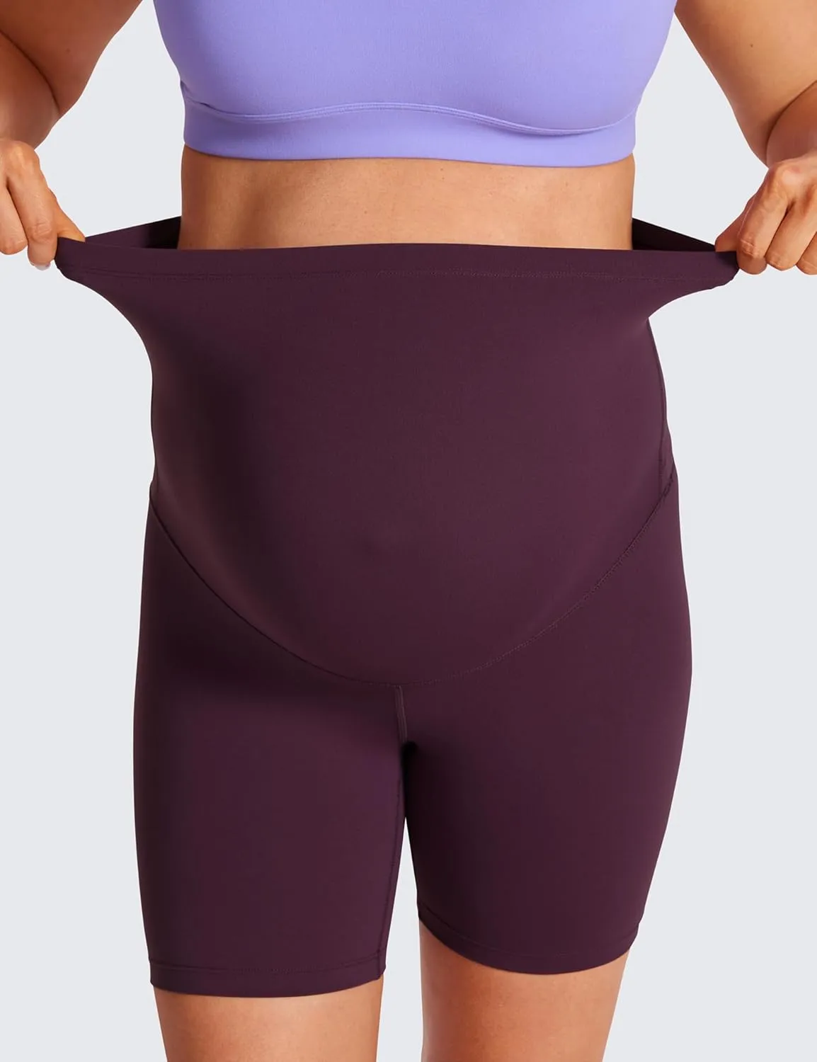 CRZ YOGA Womens Butterluxe Maternity Biker Shorts Over The Belly 6" - Pregnancy Yoga Workout Activewear