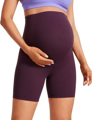 CRZ YOGA Womens Butterluxe Maternity Biker Shorts Over The Belly 6" - Pregnancy Yoga Workout Activewear