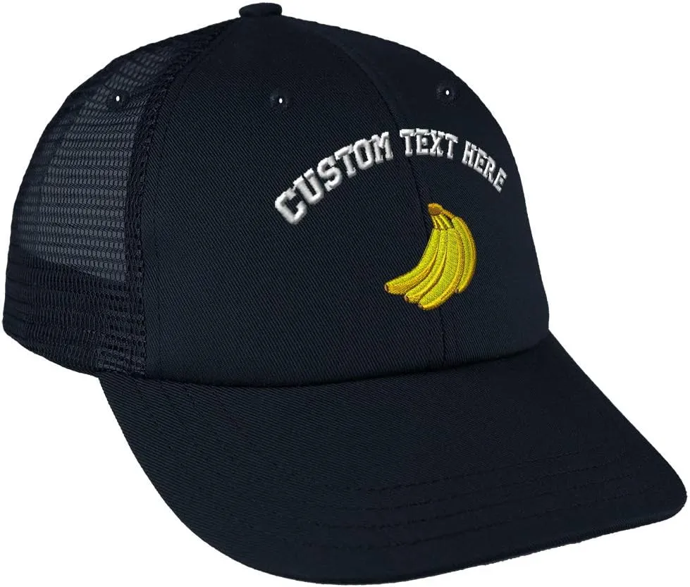 Custom Snapback Baseball Cap Bananas Embroidery Design Cotton Mesh Hat Snaps