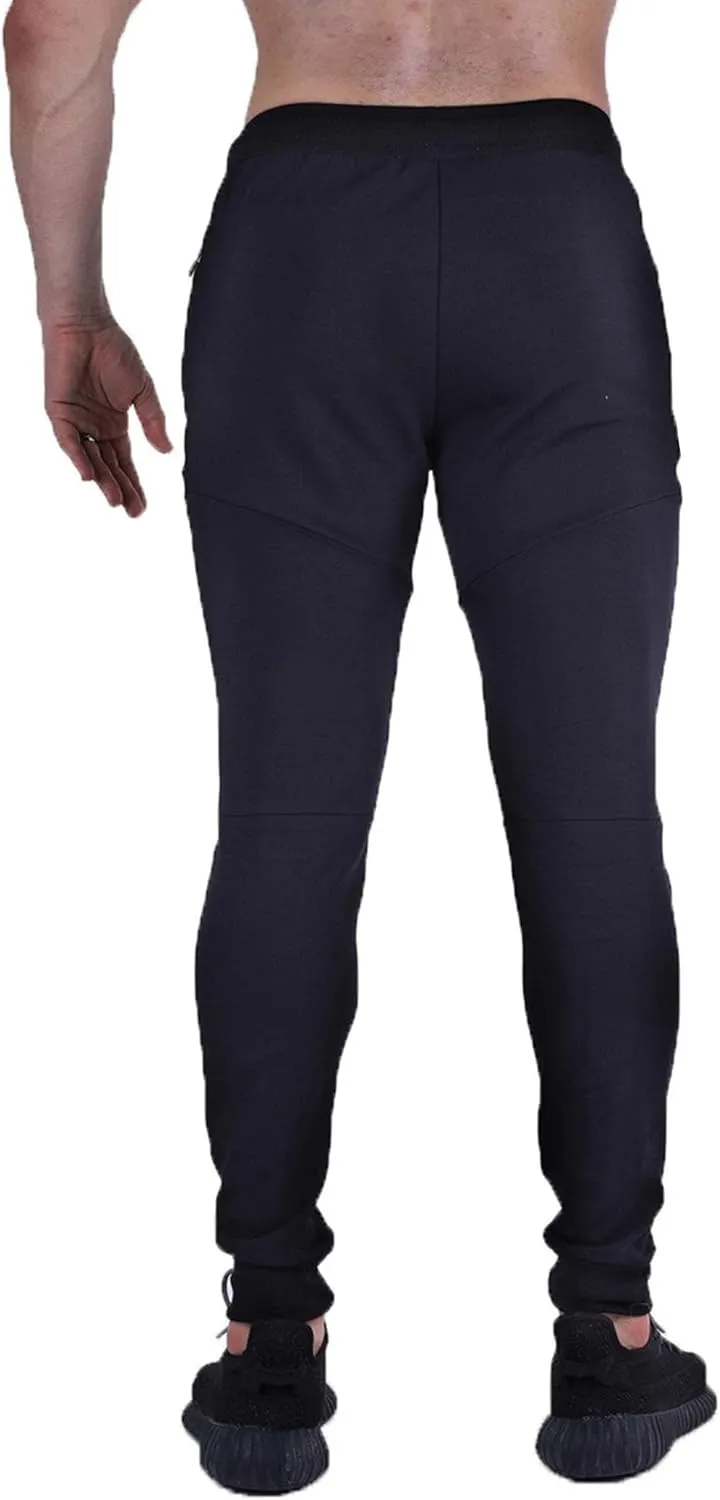 DGHM-JLMY Men's Joggers Workout Pants Casual Slim Fit Tapered Pant Gym Athletic Running Sweatpants with Zippers Pockets