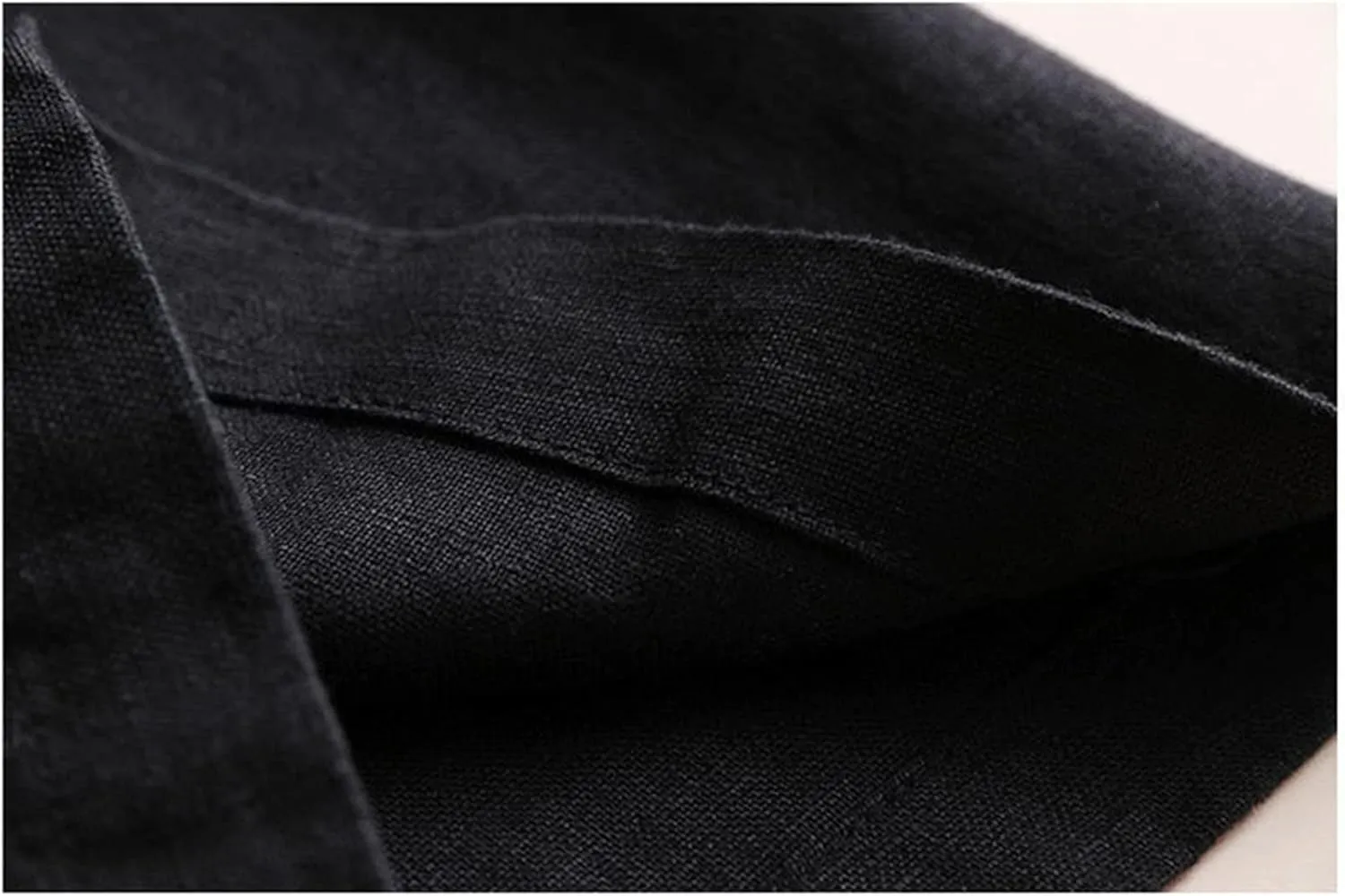 DGHM-JLMY Women's Cotton and Linen Thin Wide Leg Pants Casual Professional Loose Ninth Pants Button Up Straight Leg Trousers