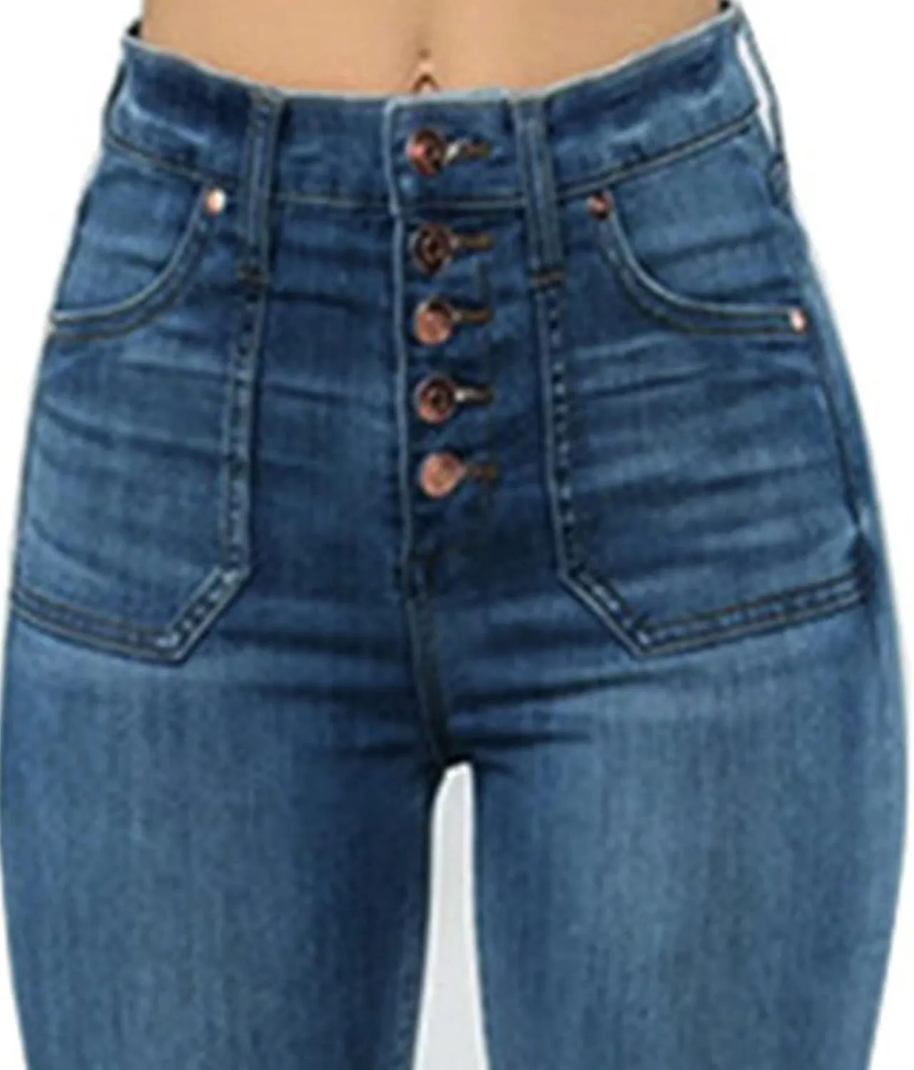DGHM-JLMY Women's High Waist Slim Denim Pull Up Pants Button Fly High Rise Stretch Denim Curvy Butt Lifting Skinny Jeans