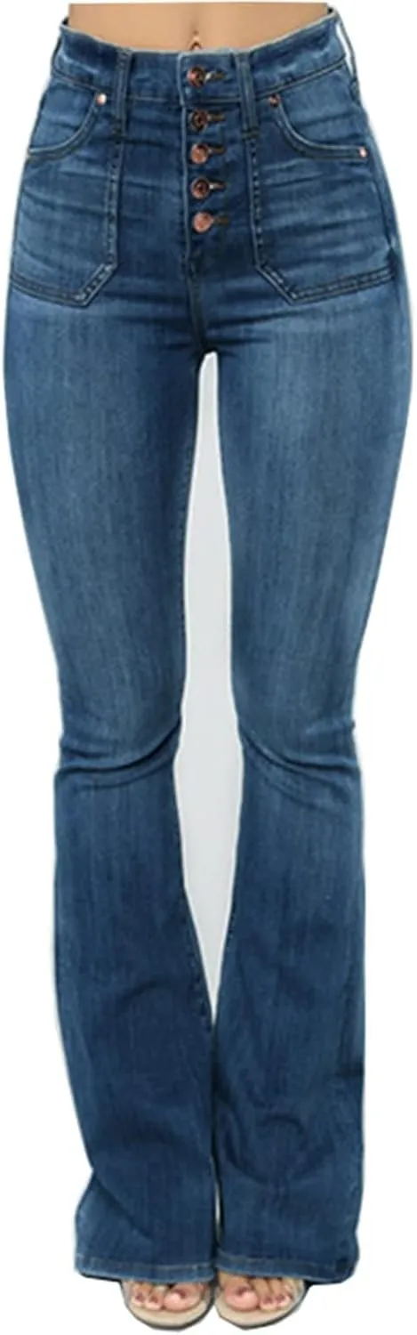 DGHM-JLMY Women's High Waist Slim Denim Pull Up Pants Button Fly High Rise Stretch Denim Curvy Butt Lifting Skinny Jeans