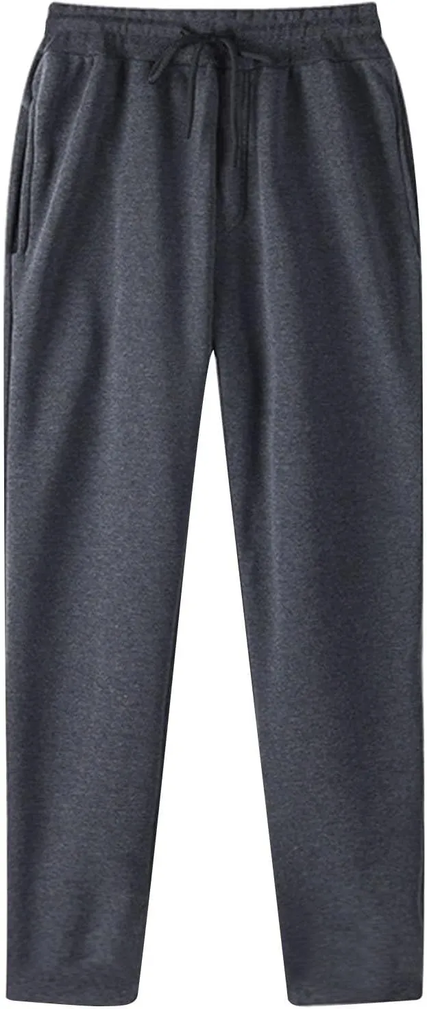 Dgoopd Sweatpants for Men Baggy Fleece Athletic Pants Open Bottom Casual Pants Elastic Waist Workout Joggers with Pockets
