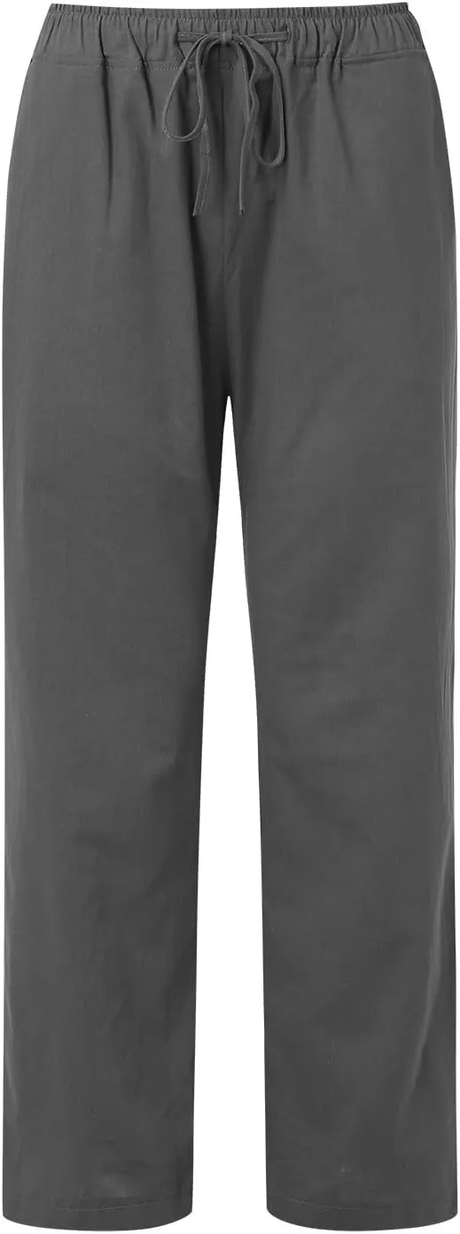 Drawstring Linen Pants Women Summer Leggings for Women Long Leggings Casual Loose Trousers with Pockets Comfy