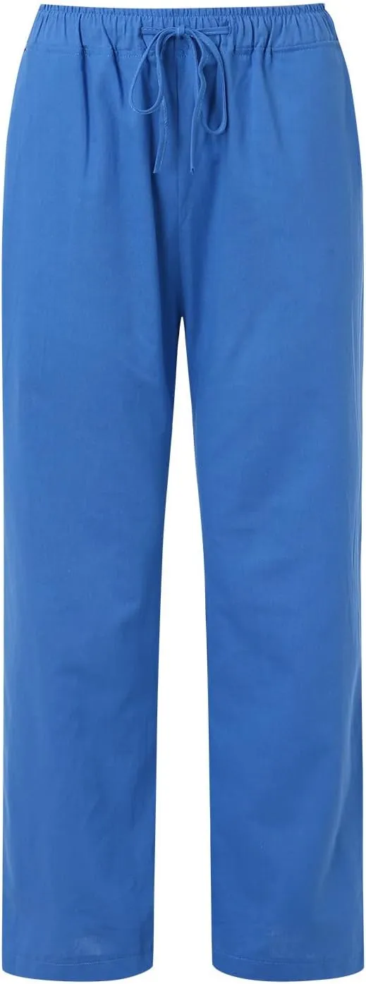Drawstring Linen Pants Women Summer Leggings for Women Long Leggings Casual Loose Trousers with Pockets Comfy