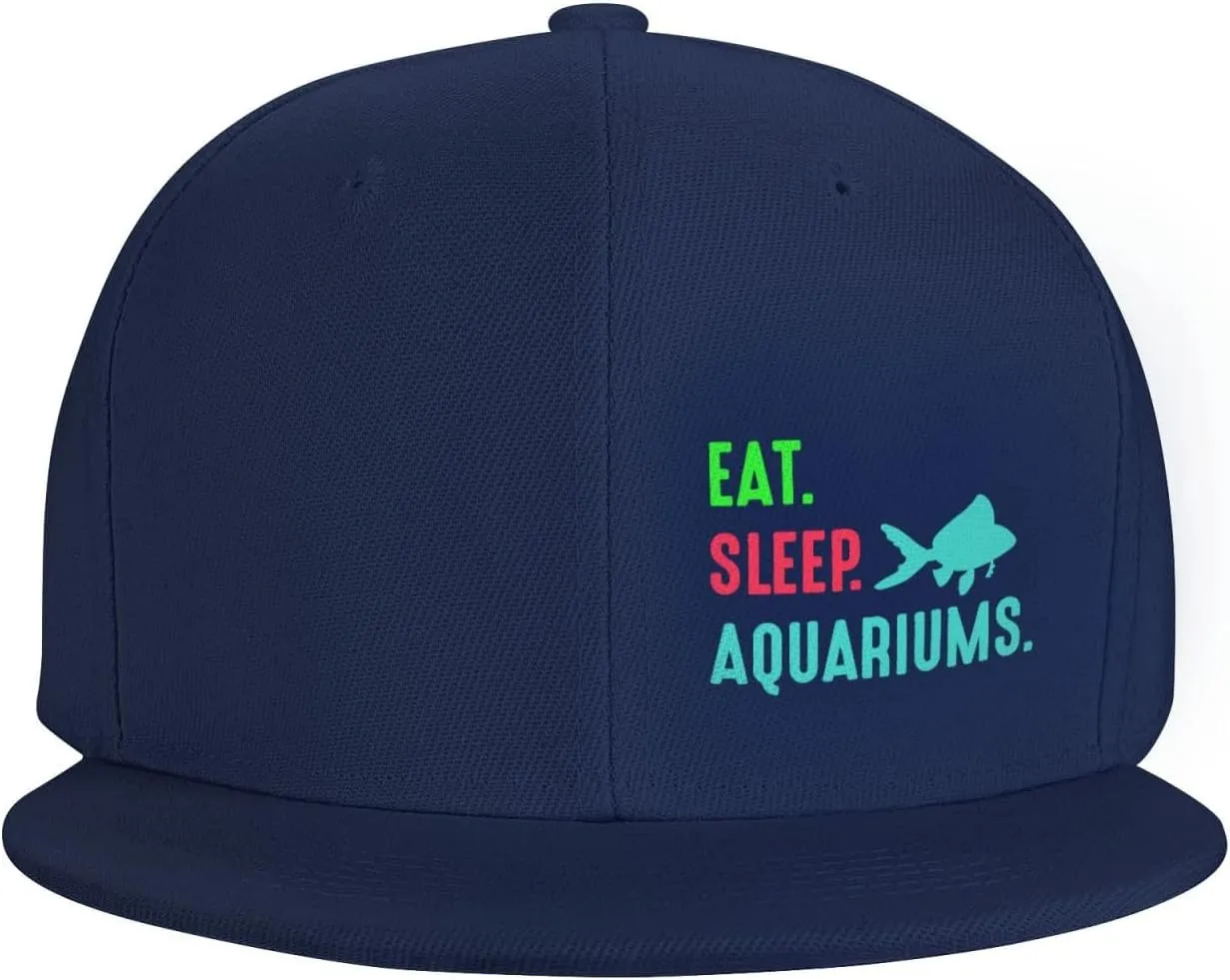 Eat Sleep Aquariums Snapback Hats for Men Flat Bill Brim Baseball Cap Classic Trucker Hats