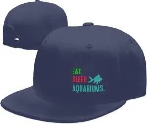 Eat Sleep Aquariums Snapback Hats for Men Flat Bill Brim Baseball Cap Classic Trucker Hats