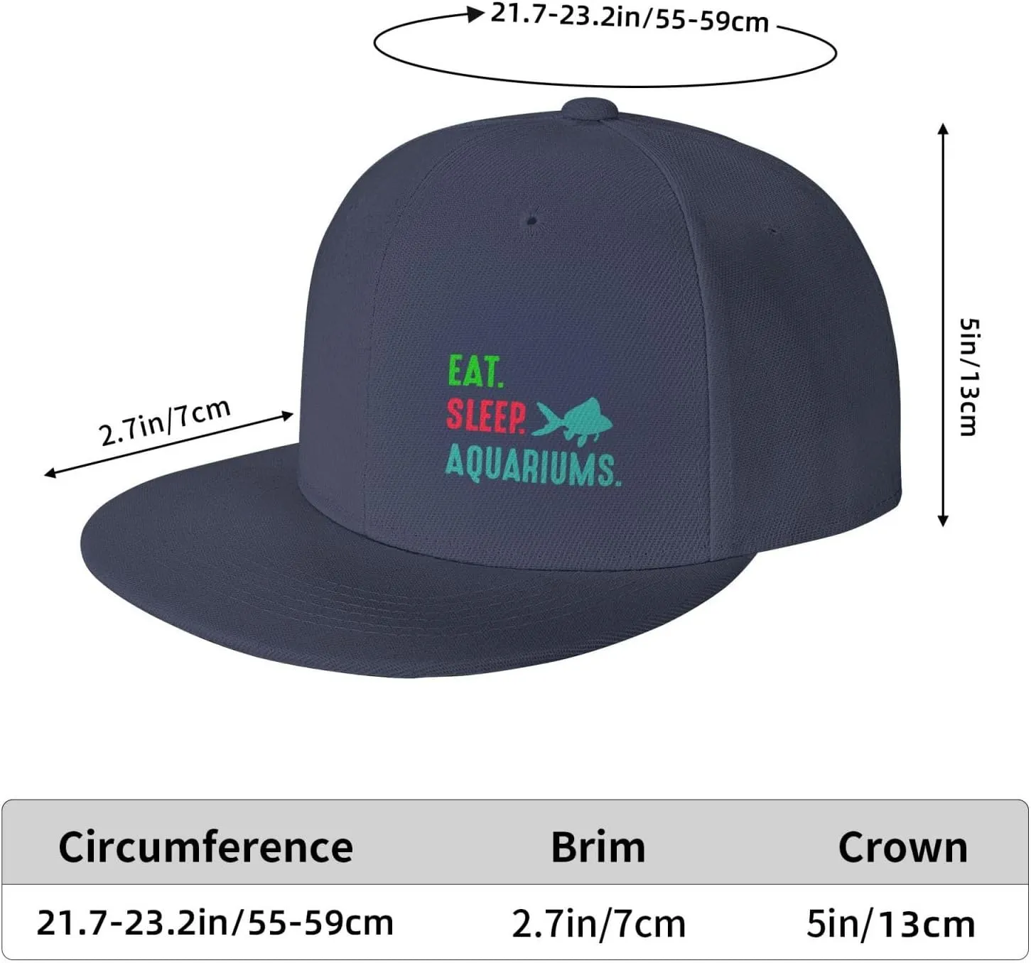 Eat Sleep Aquariums Snapback Hats for Men Flat Bill Brim Baseball Cap Classic Trucker Hats