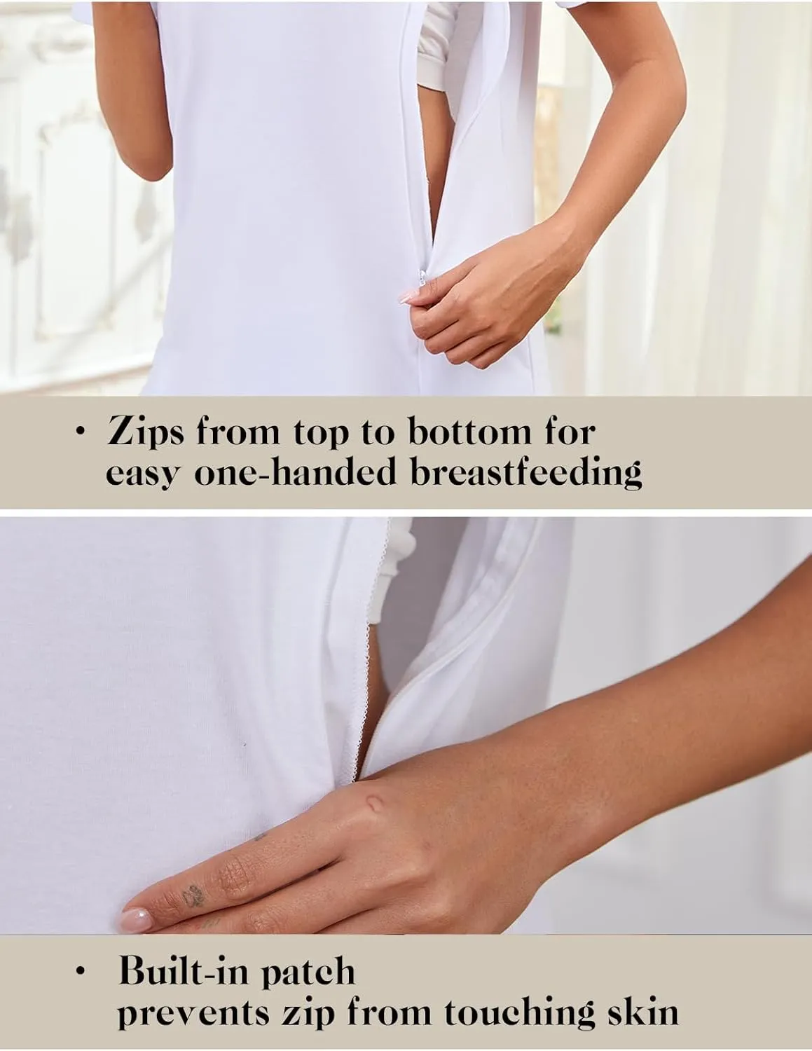 Ecavus Women's 3-Pack Nursing Shirts for Breastfeeding with Hidden Zippers Loose Fit Maternity Tops