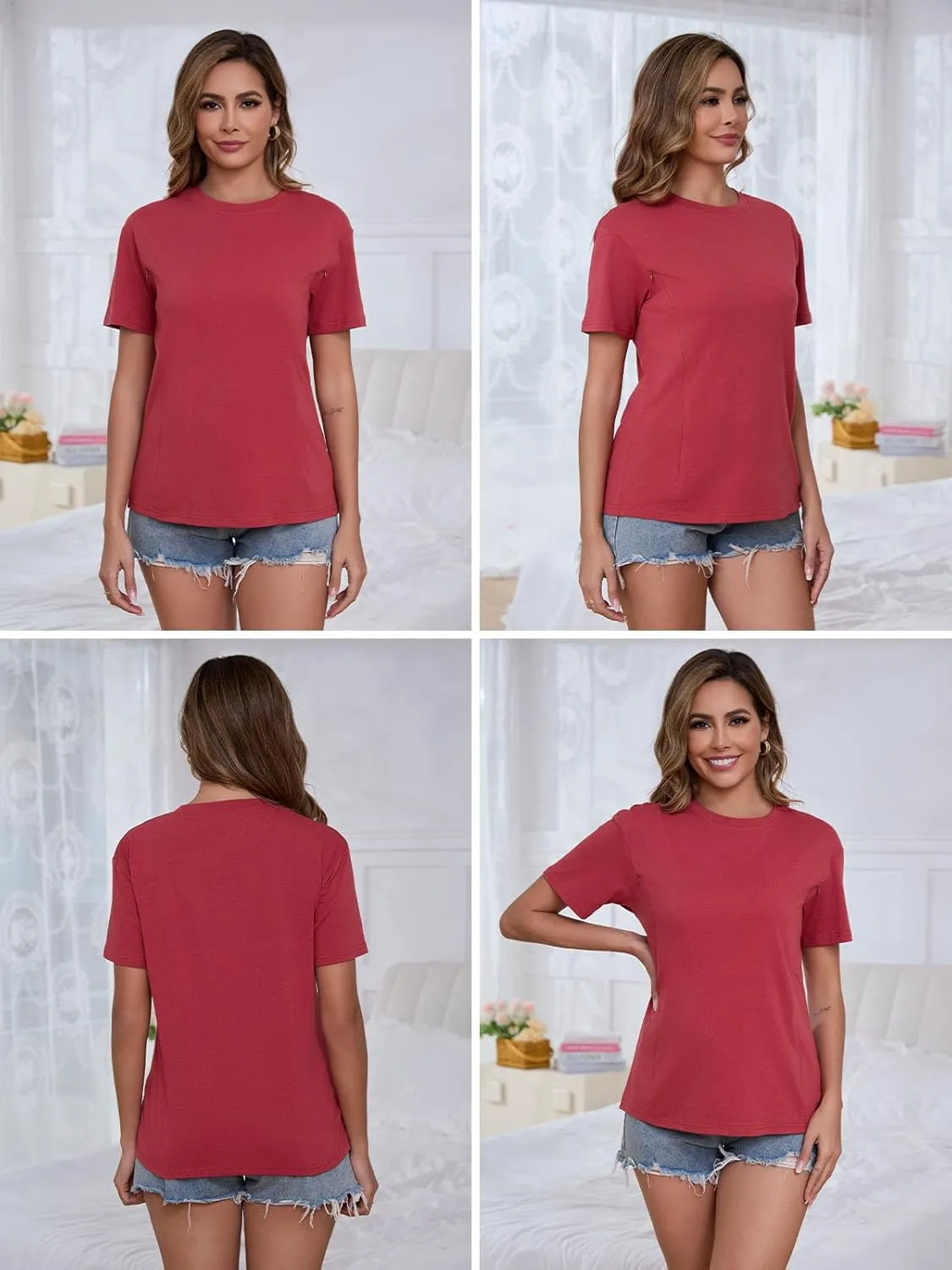 Ecavus Women's 3-Pack Nursing Shirts for Breastfeeding with Hidden Zippers Loose Fit Maternity Tops