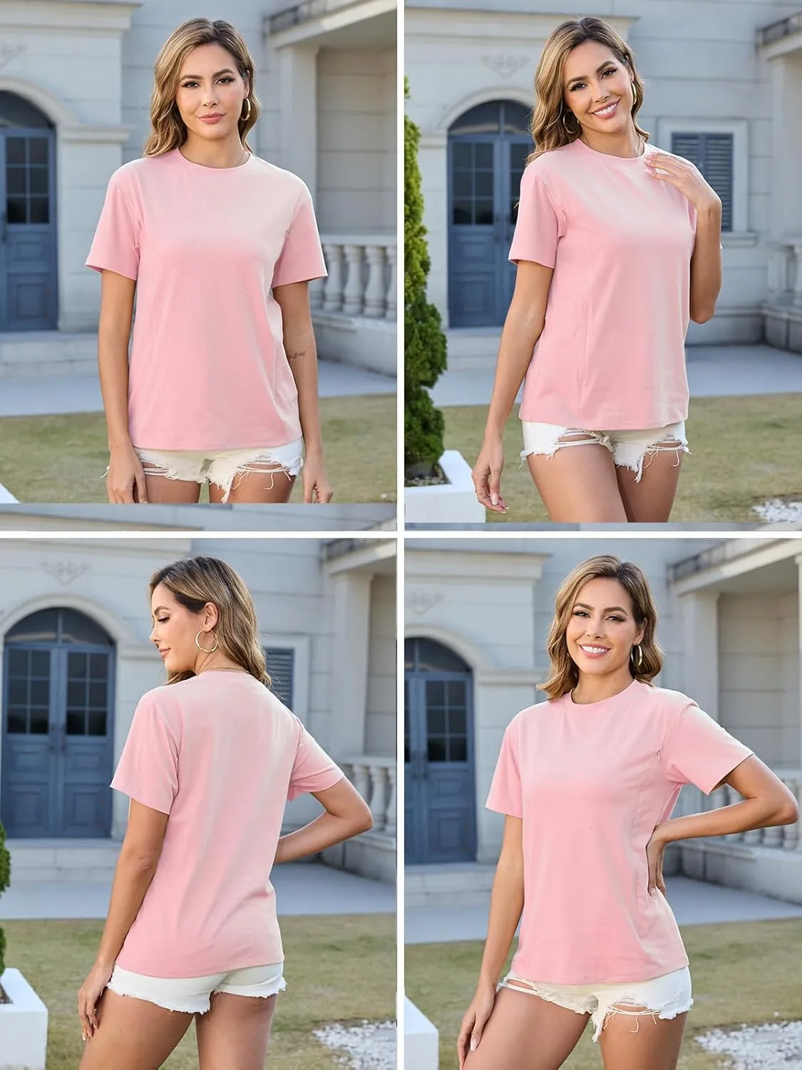 Ecavus Women's 3-Pack Nursing Shirts for Breastfeeding with Hidden Zippers Loose Fit Maternity Tops