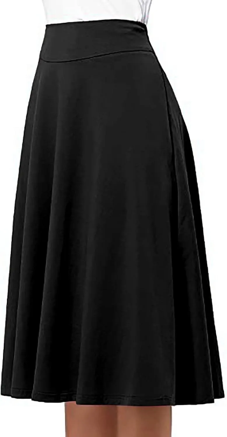Elastic High Waist Floral Print Boho Maxi Skirt Women Tiered Pleated Flowy Long Summer Beach Skirt