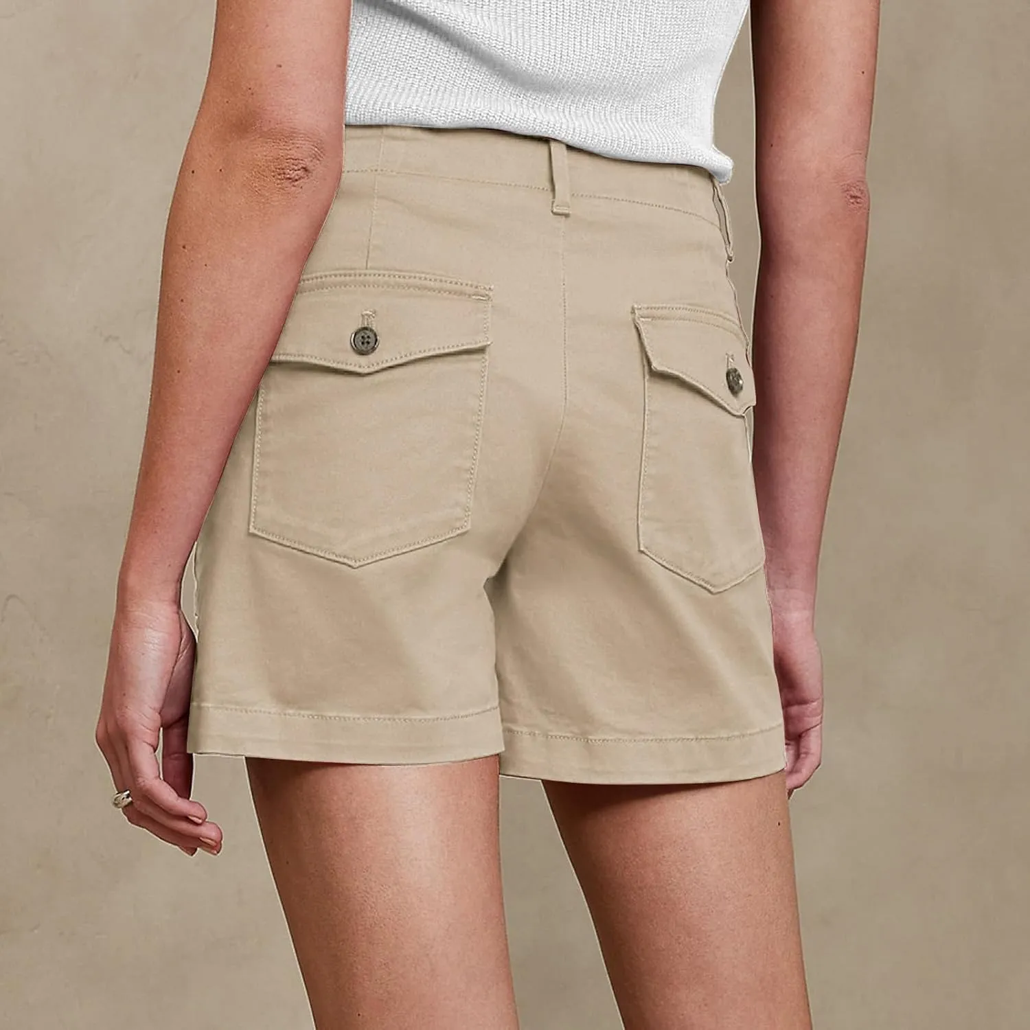 eoeioa Womens Stretch Twill Shorts Regular Fit Hiking Short Pants Summer Solid Casual Athletic Chino Bermuda Shorts w/Pockets