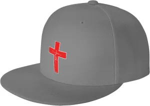Faith Red Cross Jesus Christ Prayer Love Christian Flat Brim Baseball Cap,Snapback Hat Trucker Hat,Black